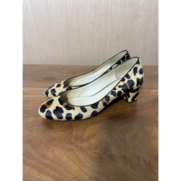 Cole Haan Leopard Print Hair Calf Leather Block Heel Pumps Size 9.5B - Picture 1 of 4
